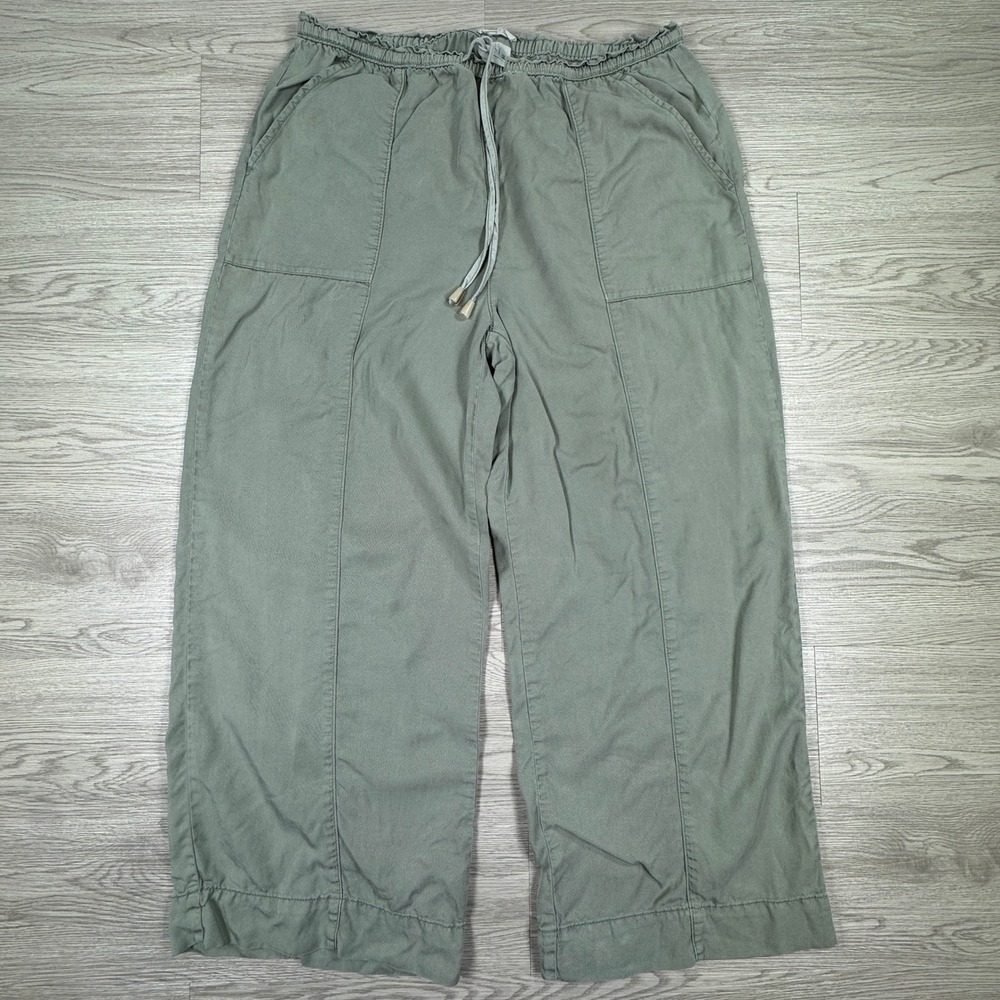 Joie Womens Pants Wide Leg Elastic Waist Drawstring Green Medium Utility Lyocell
